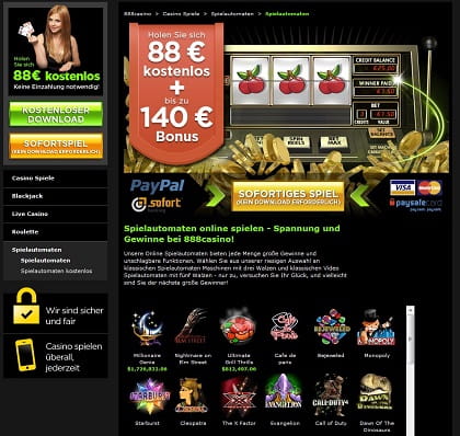 Spielauswahl beim 888 Casino
