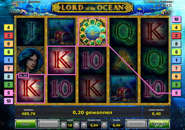 Ein Gewinn beim Lord of the Ocean Automatenspiel