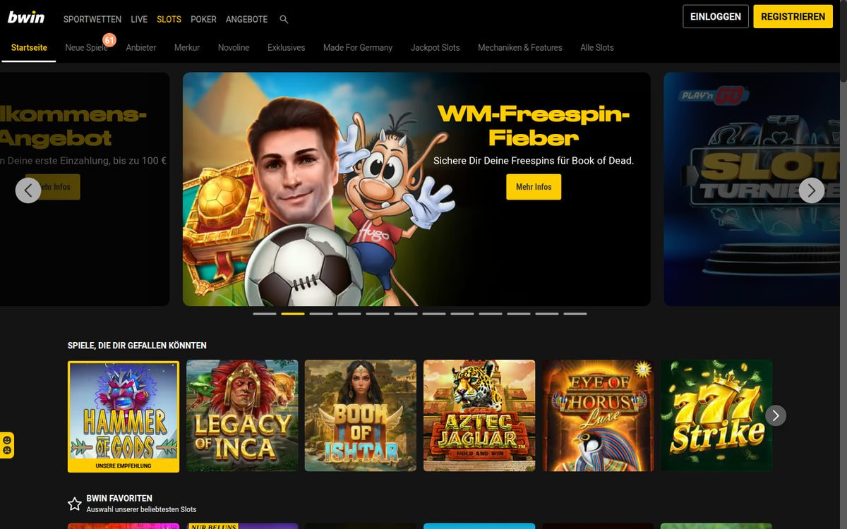 Screenshot: Slots-Bereich von bwin (Juli 2026)